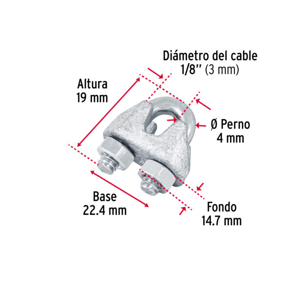 Blíster c/2 nudos (perros) de hierro p/cable de 1/8", Fiero 44082 - Imagen 6