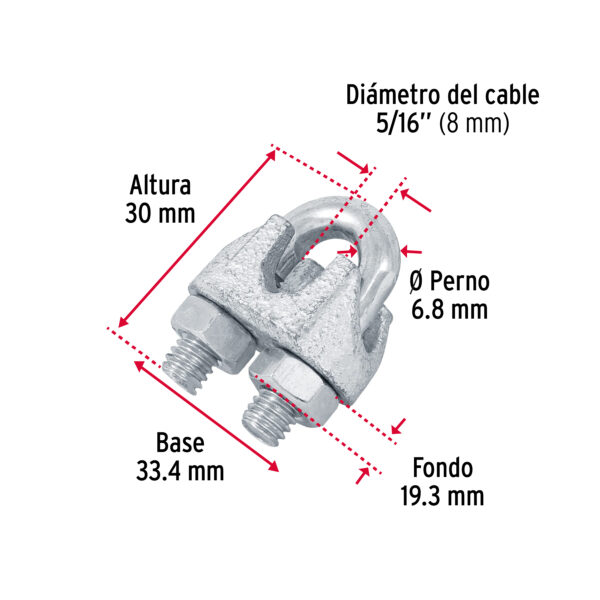 Blíster c/2 nudos (perros) de hierro p/cable de 5/16", Fiero 44085 - Imagen 6