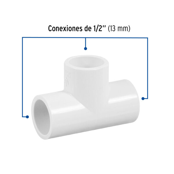 Tee sencilla de PVC 1/2", Foset 45420 - Imagen 2