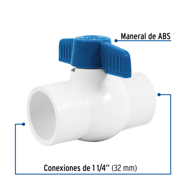 Válvula de esfera de PVC 1 1/4" para cementar, Foset 49159 - Imagen 2