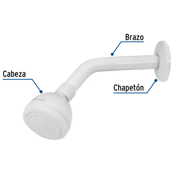 Regadera plástica redonda 2-1/2" blanca, Foset 49269 - Imagen 6