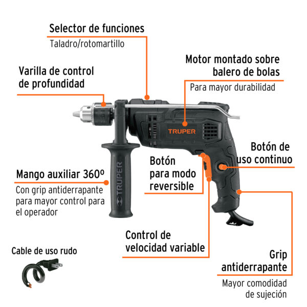 Rotomartillo 1/2", 700W, TRUPER INDUSTRIAL 19457 - Imagen 3