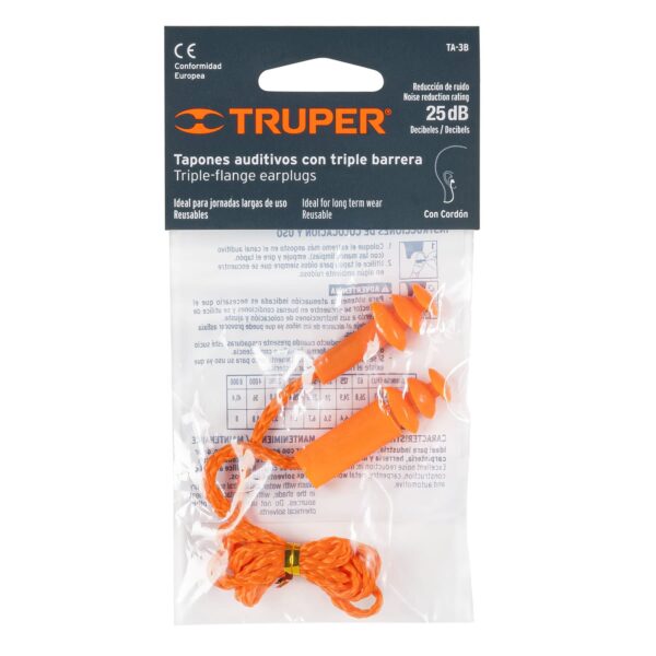 Tapón auditivo reutilizable triple barrera con cordón 14225 - Imagen 3