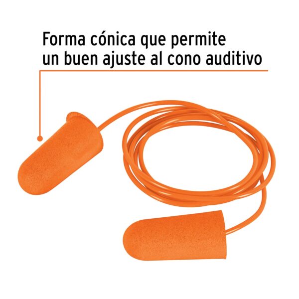 Tapón auditivo desechable de espuma con cordón, Truper 14223 - Imagen 4