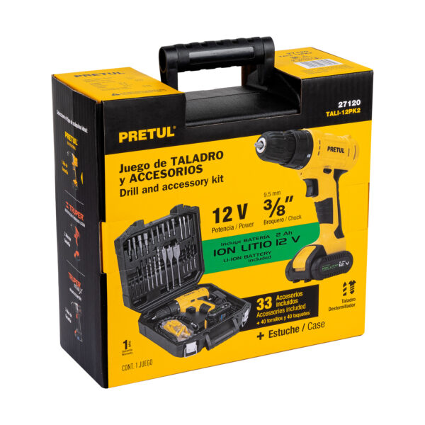 Kit taladro inalámbrico 3/8", 12 V, y accesorios con estuche 27120 - Imagen 2