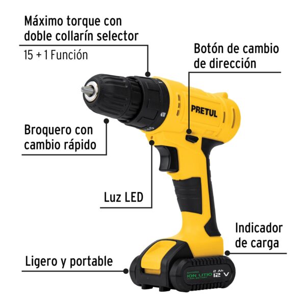 Kit taladro inalámbrico 3/8", 12 V, y accesorios con estuche 27120 - Imagen 3