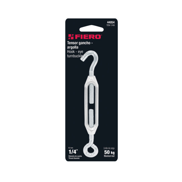 Tensor zinc 1/4" gancho-argolla, Fiero 44054 - Imagen 2