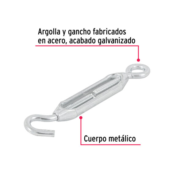 Tensor zinc 1/4" gancho-argolla, Fiero 44054 - Imagen 3
