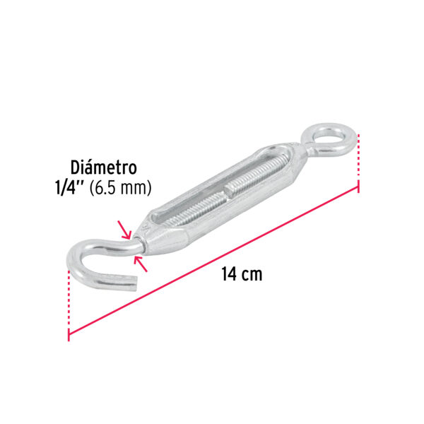 Tensor zinc 1/4" gancho-argolla, Fiero 44054 - Imagen 4