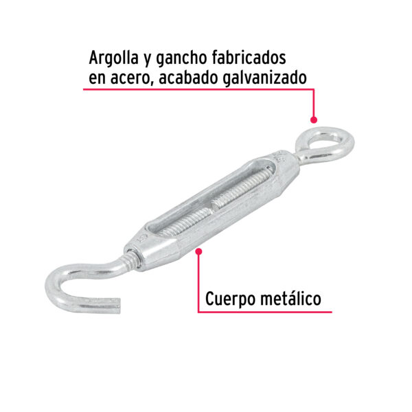 Tensor zinc 3/16" gancho-argolla, Fiero 44053 - Imagen 3