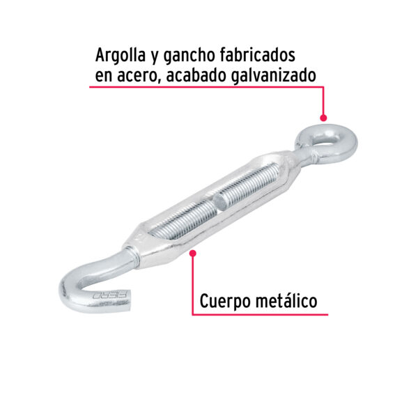 Tensor zinc 3/8" gancho-argolla, Fiero 44056 - Imagen 3