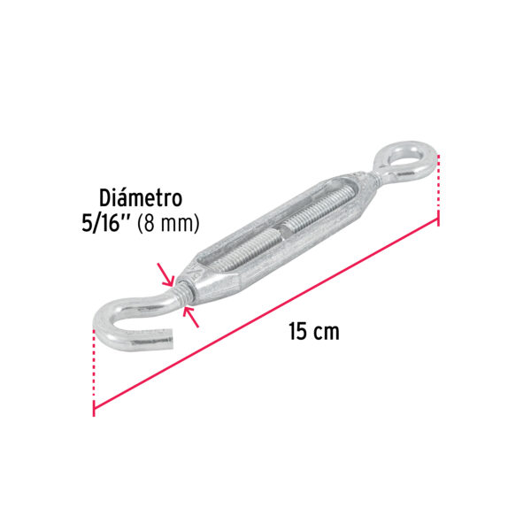 Tensor zinc 5/16" gancho-argolla, Fiero 44055 - Imagen 4